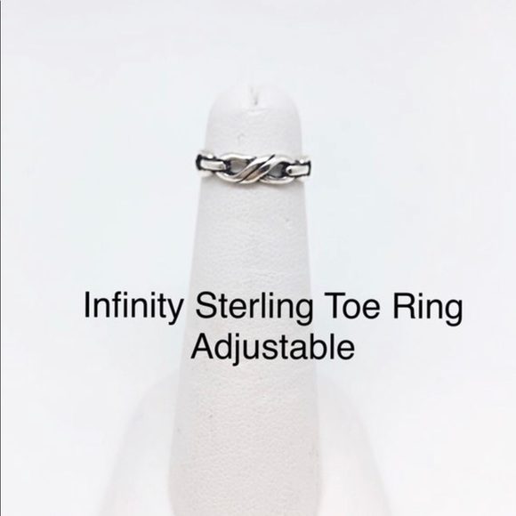 Infinity Toe Ring Sterling Silver, Adjustable, 1/8” Wide, NEW, Ships in Gift Box - Picture 4 of 10